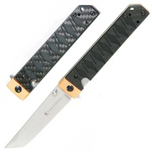 Folding Pocket Katana Samurai Japanese Style Carry Knife Polished Mirror Blade - Picture 1 of 11