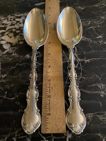 2 Gorham Sterling Silver STRASBOURG Tablespoons/Serving Spoons, 8.5" (No Monos!) Cover