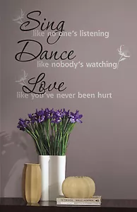 DANCE SING LOVE Wall Decals Quotable Stickers Inspirational Wall Decorations - Picture 1 of 2