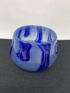 Beautiful Art Glass Tealight Votive Candle Holder Hand Blown Green - Picture 1 of 10