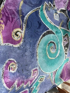 Retro Iridescent Scarf Purple Green Navy Abstract Sparkling 1960s 1970s 1980s - Picture 1 of 5