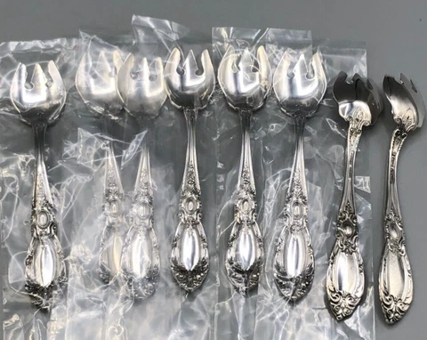 King Richard by Towle Sterling Silver set of 8 Ice Cream Spoon/Forks 5.5" Cover