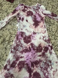 Girls Large Art Class Skater Dress Long Sleeve Knee Length Ribbed - Picture 1 of 3