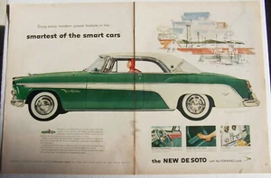 Desoto Auto Ad 2 door Dark Green White Fireflite 2 Page Ad 1955 - Imagen 1 de 1