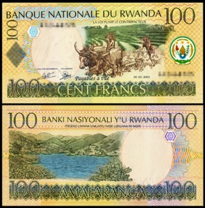 2003 Rwanda 100 Francs BANKNOTE CURRENCY UNC - Picture 1 of 1