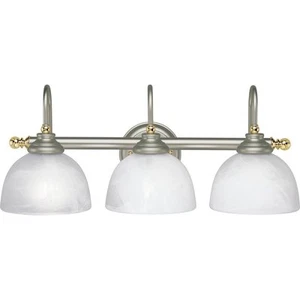 Pearl Nickel Finish Bath Vanity Faux Alabaster Glass Progress Lighting P3260-06 - Picture 1 of 1