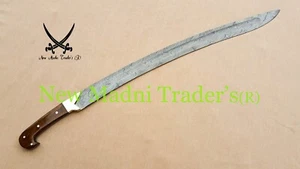 38" DAMASCUS AMAZING ROSE WOOD HANDLE HANDMADEFULL TANG YATAGAN SWORD - Picture 1 of 5