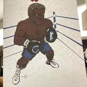 Vintage Heat Transfer Iron On Black Boxer Boxing Everlast Sport Quick-Set 1975 - Picture 1 of 9
