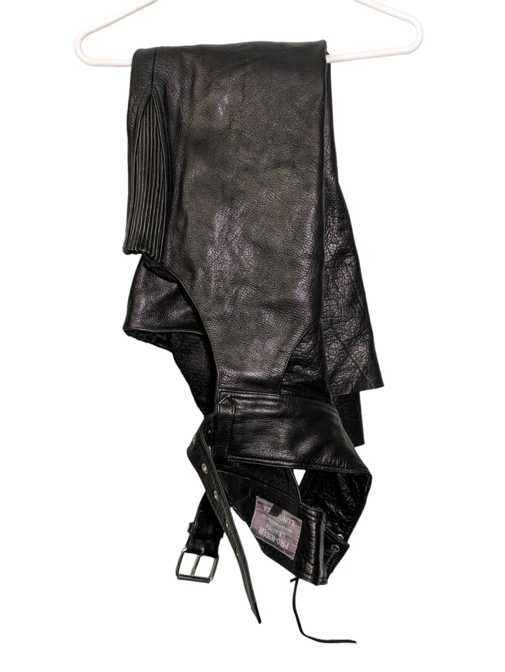 Pantalones de motociclista Pro-Rider de cuero negro talla XS Foto 1 de 4