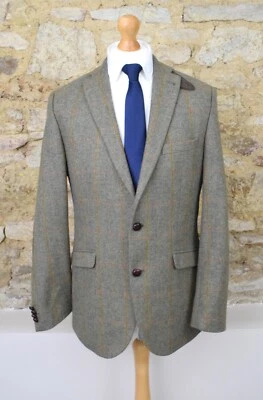 BARBOUR оливковая елочка твид + кожаная спортивная куртка размер 38S/48S средний короткие - Изображение 1 из 4