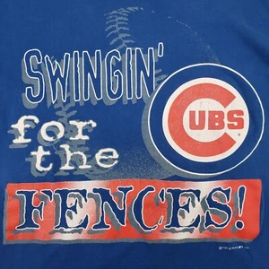 Vintage 1996 Chicago Cubs Shirt Swingin For The Fences Hank Aaron Large MLB 90s - Picture 1 of 17