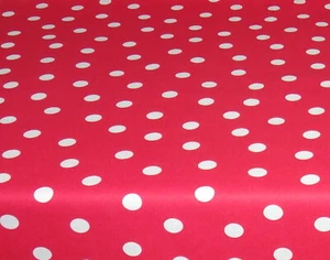 Cotone Tovaglia Articolo a Metraggio Lavabile, Rosso Con Punti 226-2126 - Picture 1 of 1
