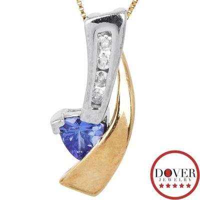 Collar Gota Oro Multi Tono 10K 14K Diamante Tanzanita Estate 2.8 gr Sin Reserva Foto 1 de 4