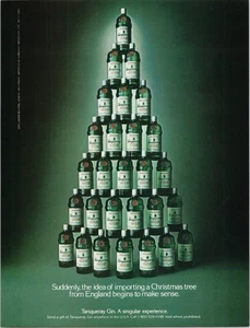 Tanqueray Gin 1983 Vintage Impreso Anuncio Árbol de Navidad Botella Pirámide - Imagen 1 de 1