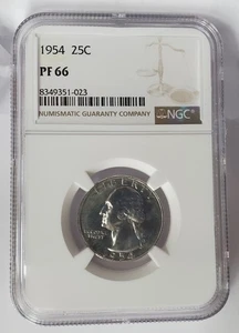 1954 Washington Silver Quarter NGC PF 66 - Picture 1 of 4
