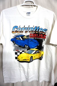 Vintage Gildan '2001 Corvettes at Carlisle' weißes T-Shirt/X-Large/neu ohne Etikett/Neu aus altem Lagerbestand - Bild 1 von 5