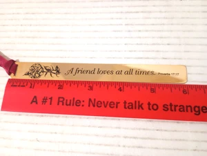 A Friend Loves At All Times Proverbs 17:17 Brass Bookmark Rose - Picture 1 of 3
