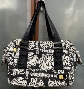 HARAJUKU LIEBHABER Vintage Graffiti Bowling Seesack Reißverschluss oben Griff Handtasche Musik - Bild 1 von 23