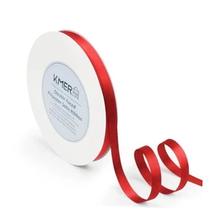 3/8 inch x 50 Yards Double Faced Polyester Satin 3/8 Inch x 50 Yards Red - Picture 1 of 5