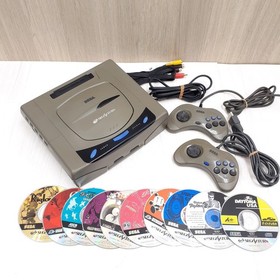 Sega Saturn Console bundle with 2 controllers, 10 games & cables Japanese Gray