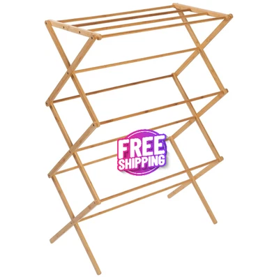 Tendederos Para Secar Ropa Exterior Interior Plegables Madera Estante De Secado EE. UU. Foto 1 de 4