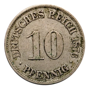 1876A Germany Empire 10 Pfennig Coin, km4 - Excellent Coin π©πͺ π π‘ - Picture 1 of 5
