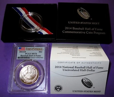 2014-D BHOF COMMEMORATIVE UNCIRCULATED HALF DOLLAR-PCGS FIRST STRIKE MS-70 - Image 1 of 3
