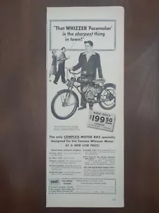 1949 Vintage Whizzer Pacemaker Bike Motor Print Ad. Mopedpfosten WWll - Bild 1 von 1