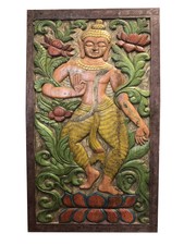 Vintage Colorful Hand Carved Panel Buddha Wall Art Hand – Asiana Wall Home Decor