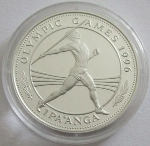 Tonga 1 Pa'anga 1994 Olympia Atlanta Speerwerfen Silber - Picture 1 of 2