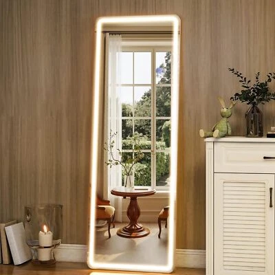 Rectangular Full Length Mirror with LED Lights LED with Dimming for Bedroom - Image 1 of 4