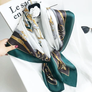 écharpe de 100% soie,Foulard Soie Femme Carré de Soie 16.5 Momme,90 * 90 cm - Picture 1 of 83