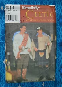 Simplicity Sewing Pattern 8913 Mens Celtic Costume Kilt Size XS-S-M Uncut FF - Picture 1 of 2
