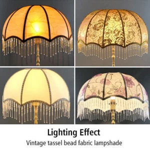 Retro Fringe Lamp Shades Bead Lace Light Shade Floor Table Lamp Home Decoration - Picture 1 of 16