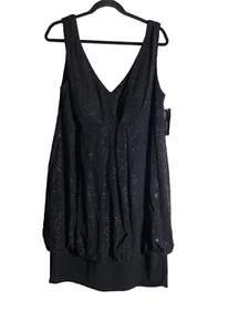 R&M Richards Woman black beads sequins sleeveless dress size 18 - Bild 1 von 6
