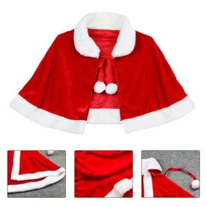 Xmas Christmas Mrs Santa Claus Fancy Dress Costume Short Cloak &Cap Adults/Kids/ - Picture 1 of 15