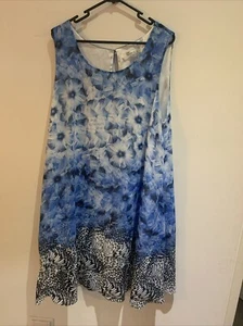 Estelle Dress Shift Summer Blue Size 18 Floral Lined MIDI Euc - Picture 1 of 4