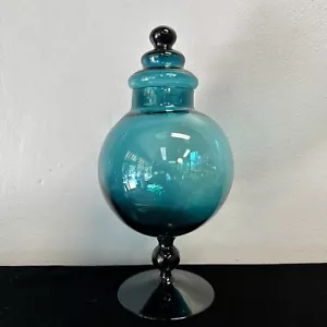 Mid-Century Italian Empoli Blue Green Art Glass Apothecary 12” - Picture 1 of 9