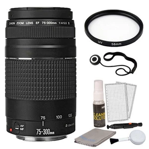 Canon EF 75-300mm f/4.0-5.6 III Lens + Bundle for T5 T6 T3i T6i 70D 80D 60D T6i - Picture 1 of 5