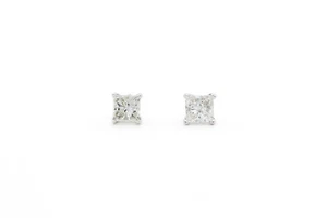 Pendientes de tachuelas de diamantes de oro blanco y princesa de 14 K 0,25 quilates - Imagen 1 de 5