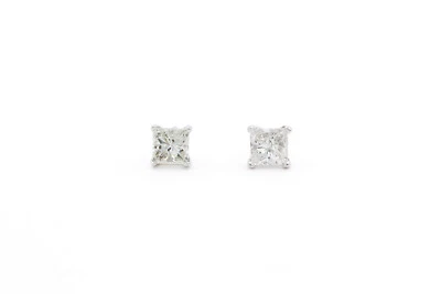 14K White Gold & Princess Diamond Stud Earrings 0.25ctw - Image 1 of 4