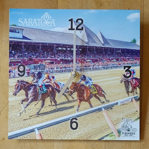 2017 SOUVENIR FOXWOODS CASINO 25 YEARS SARATOGA HORSE RACING WALL CLOCK NEW Cover