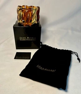 Joan Rivers Bracciale Elastico Grosso Tono Oro e Ambra Originale Velluto Borsa & Bo - Foto 1 di 12