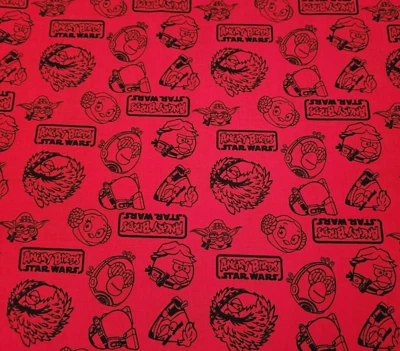 Angry Birds Star Wars BTY Camelot Fabrics Black on Red - Image 1 of 3