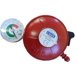 Grill Terrasse Gas Clip On Propan Regler mit Manometer EN16129 - 27mm Einlass 37 mbar - Bild 1 von 1