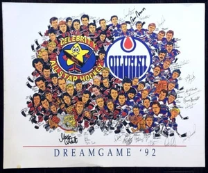 Poster Edmonton Oilers Celebrity Alumni All Star Dreamgame 1992 Signed by 19 - Picture 1 of 3