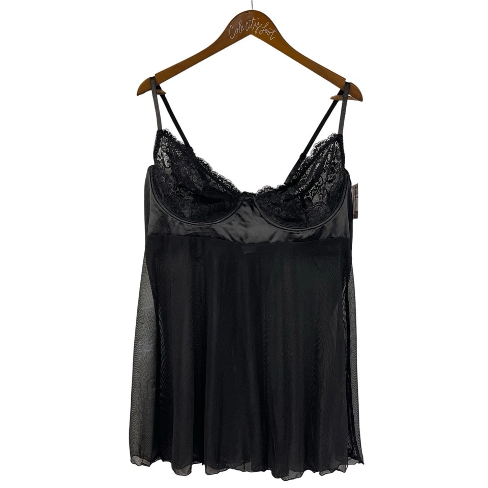 Conjunto de lencería Cosmopolitan Babydoll negro 3X nuevo con etiquetas semi transparente talla grande Foto 1 de 4