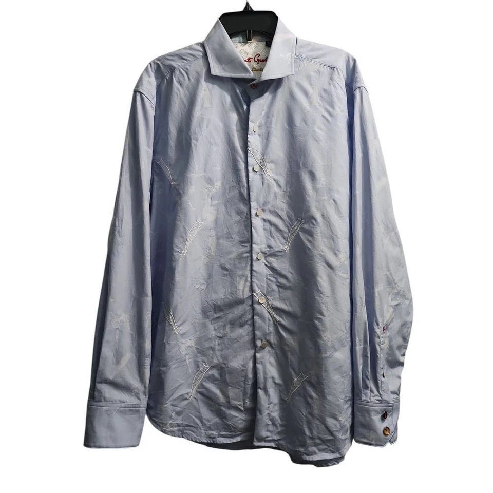 Camisa de Vestir Robert Graham Edición Limitada Bordada Azul Claro XL 325/497 Foto 1 de 4
