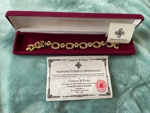 Vintage Jackie Kennedy Camrose & Kross goldfarbenes Armband Kristalle signiert mit Box JBK - Bild 1 von 10
