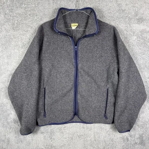 Vintage LL Bean Jacket Men's L Full Zip Fleece USA Made Outdoor 0721 Heather 90s - Picture 1 of 12